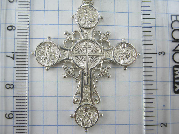 SOLID 925 Sterling Silver Cross Pendant Jesus Christ Saints Steering Wheel Design New Christian Church Fine and Faith Jewelry CR001417