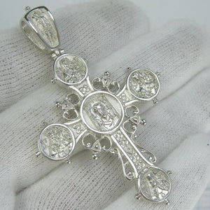 SOLID 925 Sterling Silver Cross Pendant Jesus Christ Saints Steering Wheel Design New Christian Church Fine and Faith Jewelry CR001417