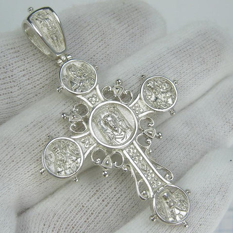 Ciondolo a croce in argento sterling 925 massiccio con Gesù Cristo e il design del volante dei santi nuova chiesa cristiana gioielli raffinati e di fede CR001417