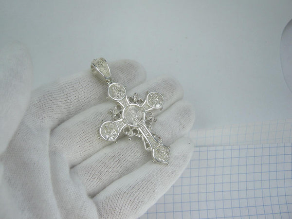 SOLID 925 Sterling Silver Cross Pendant Jesus Christ Saints Steering Wheel Design New Christian Church Fine and Faith Jewelry CR001417