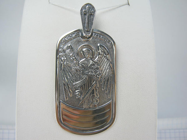 SOLID 925 Sterling Silver Icon Pendant Medal Angel Guardian Wings Sword Religious Amulet Old Believers Cross New Christian Church Fine and Faith Jewelry MD001960