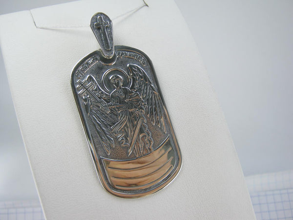 SOLID 925 Sterling Silver Icon Pendant Medal Angel Guardian Wings Sword Religious Amulet Old Believers Cross New Christian Church Fine and Faith Jewelry MD001960