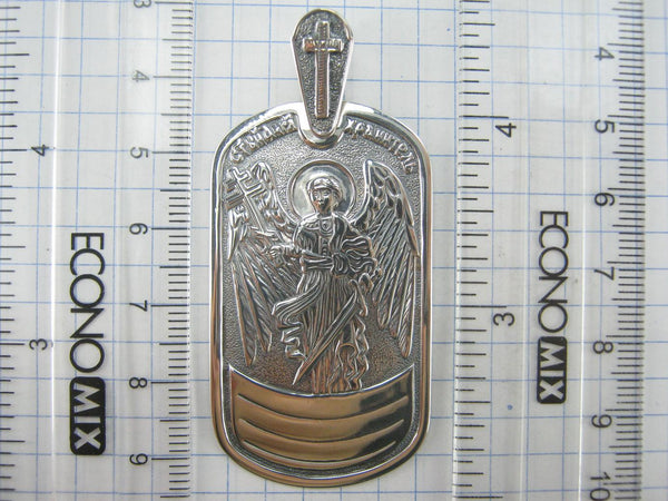 SOLID 925 Sterling Silver Icon Pendant Medal Angel Guardian Wings Sword Religious Amulet Old Believers Cross New Christian Church Fine and Faith Jewelry MD001960