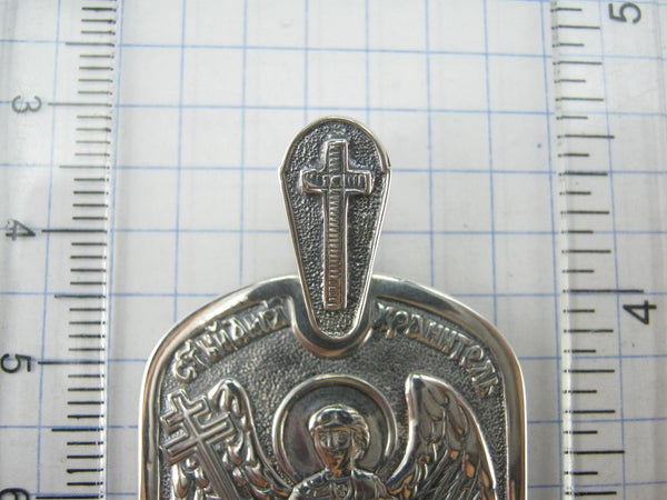 SOLID 925 Sterling Silver Icon Pendant Medal Angel Guardian Wings Sword Religious Amulet Old Believers Cross New Christian Church Fine and Faith Jewelry MD001960