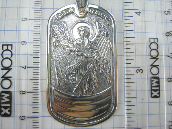 SOLID 925 Sterling Silver Icon Pendant Medal Angel Guardian Wings Sword Religious Amulet Old Believers Cross New Christian Church Fine and Faith Jewelry MD001960