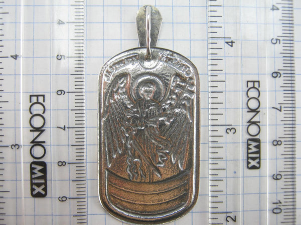 SOLID 925 Sterling Silver Icon Pendant Medal Angel Guardian Wings Sword Religious Amulet Old Believers Cross New Christian Church Fine and Faith Jewelry MD001960