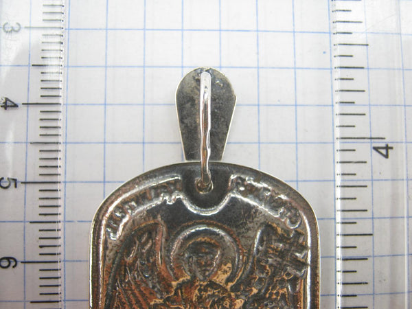 SOLID 925 Sterling Silver Icon Pendant Medal Angel Guardian Wings Sword Religious Amulet Old Believers Cross New Christian Church Fine and Faith Jewelry MD001960