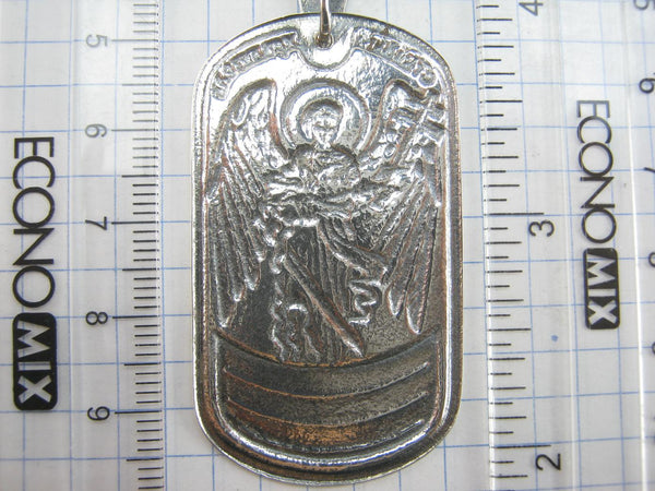 SOLID 925 Sterling Silver Icon Pendant Medal Angel Guardian Wings Sword Religious Amulet Old Believers Cross New Christian Church Fine and Faith Jewelry MD001960