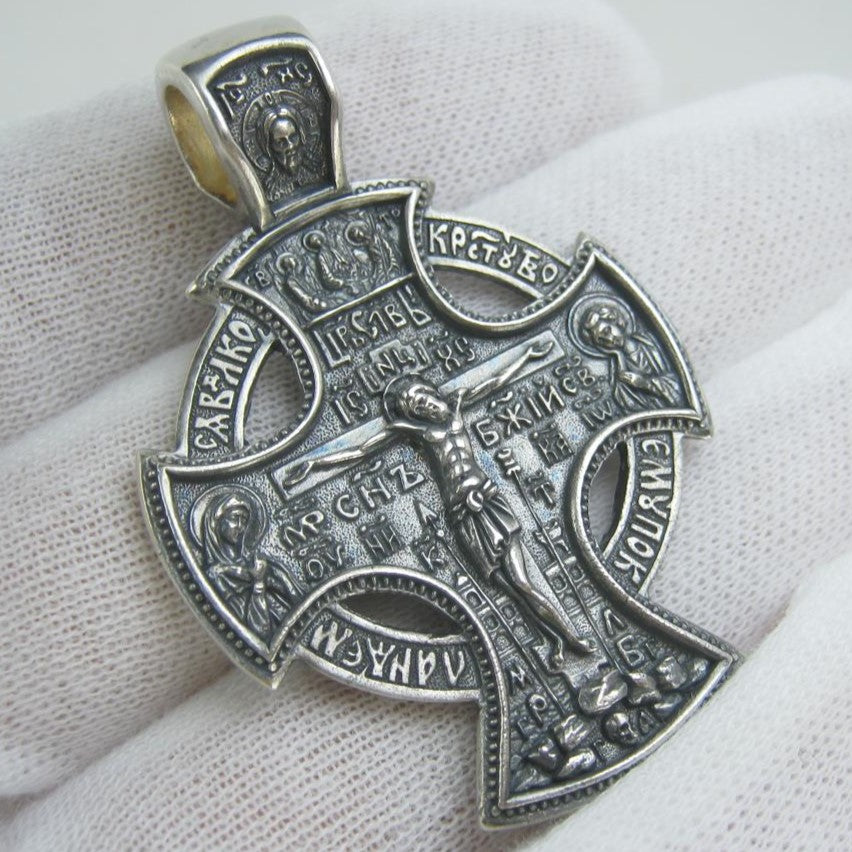 925 Sterling Silver cross pendant celtic orthodox christian amulet CR001415. Picture 1
