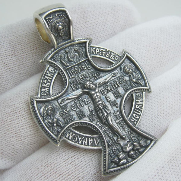 925 Sterling Silver cross pendant celtic orthodox christian amulet CR001415. Picture 1