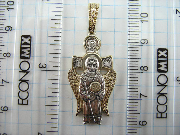 925 Sterling Silver Gold Plated icon pendant and medal depicting Saint Angel the Power. Picture 6