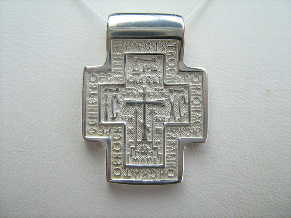 SOLID 925 Sterling Silver Old Believers Cross Pendant Prayer Scripture Amulet New Christian Church Faith Jewelry CR001044