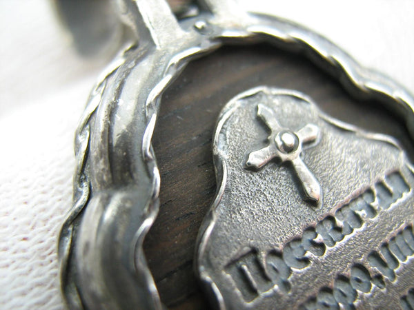 925 Sterling Silver Icon Pendant Mother of God Mary of Vladimir Tenderness Wood Vintage Christian Church Fine Faith Jewelry MD001610