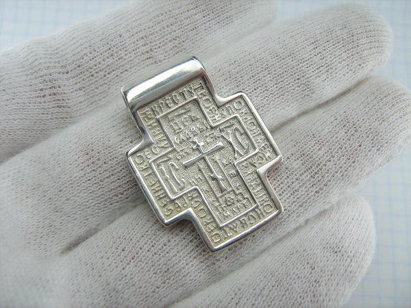 SOLID 925 Sterling Silver Old Believers Cross Pendant Prayer Scripture Amulet New Christian Church Faith Jewelry CR001044