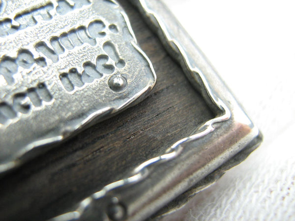 925 Sterling Silver Icon Pendant Mother of God Mary of Vladimir Tenderness Wood Vintage Christian Church Fine Faith Jewelry MD001610