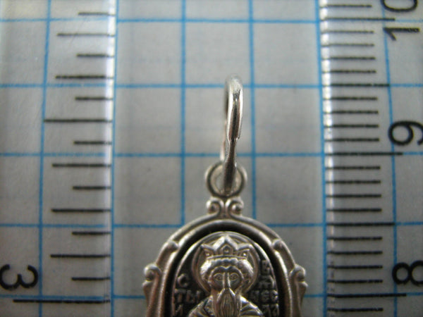 New 925 Sterling Silver small oval oxidized icon and medal with filigree frame Christian prayer to Saint Wenceslaus or Vyacheslav, Czech King of Bohemia. Picture 7