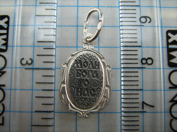 New 925 Sterling Silver small oval oxidized icon and medal with filigree frame Christian prayer to Saint Wenceslaus or Vyacheslav, Czech King of Bohemia. Picture 9