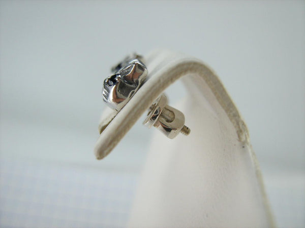 SOLID 925 Sterling Silver Earrings Cats with Blue Eyes Screw Backs Small Studs Posts Closure Push Back New Fine Jewelry ER000217