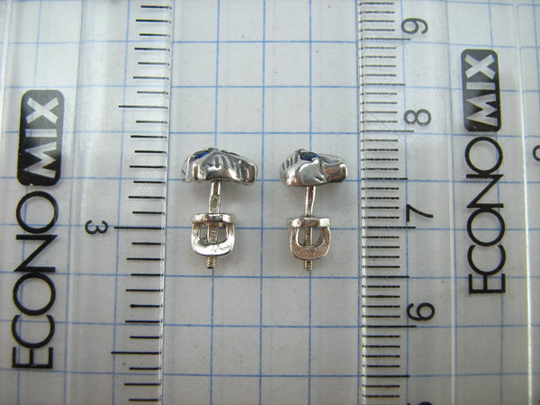 SOLID 925 Sterling Silver Earrings Cats with Blue Eyes Screw Backs Small Studs Posts Closure Push Back New Fine Jewelry ER000217