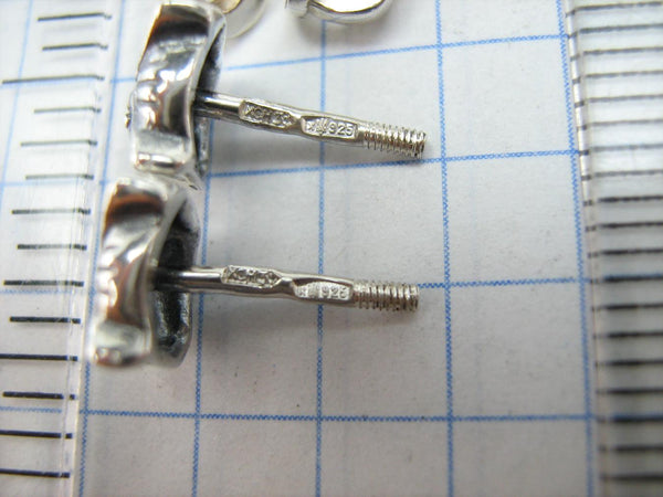SOLID 925 Sterling Silver Earrings Cats with Blue Eyes Screw Backs Small Studs Posts Closure Push Back New Fine Jewelry ER000217