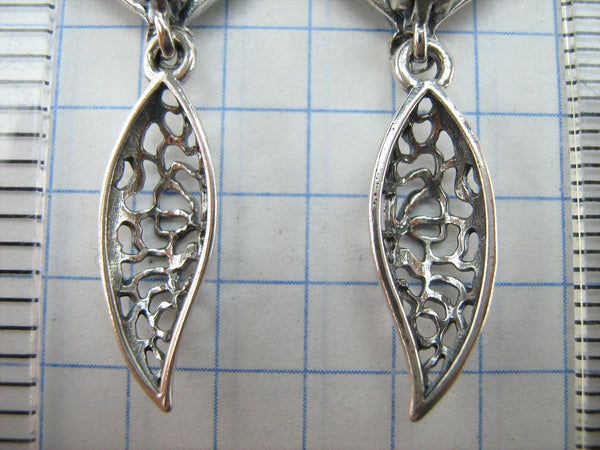 SOLID 925 Sterling Silver Earrings Fox Dangling Tails Green Eyes Latch Back Snap Closure New Fine Jewelry ER000220