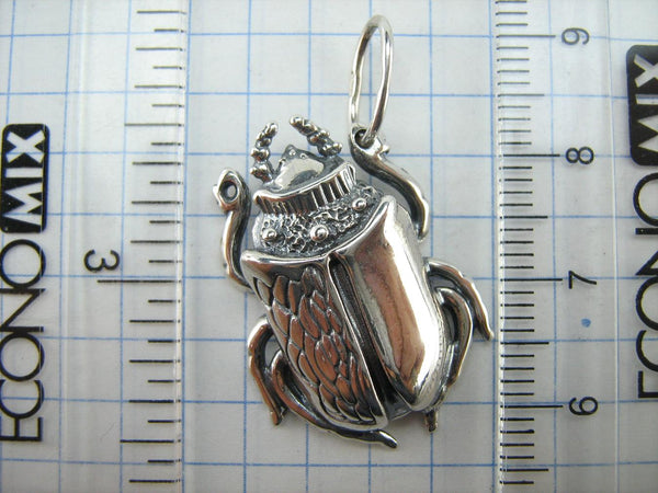 925 Sterling Silver Pendant Scarab Oxidized Patten Egypt Symbol Large Bug Amulet New Fine Jewelry PN001925