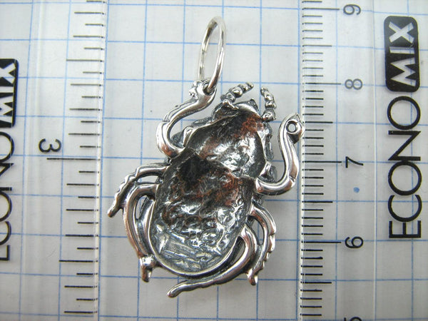 925 Sterling Silver Pendant Scarab Oxidized Patten Egypt Symbol Large Bug Amulet New Fine Jewelry PN001925