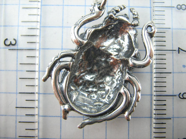 925 Sterling Silver Pendant Scarab Oxidized Patten Egypt Symbol Large Bug Amulet New Fine Jewelry PN001925