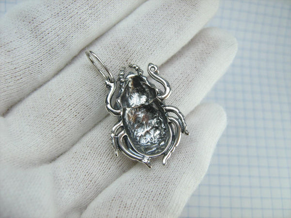 925 Sterling Silver Pendant Scarab Oxidized Patten Egypt Symbol Large Bug Amulet New Fine Jewelry PN001925