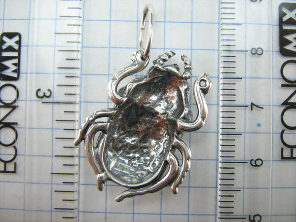 SOLID 925 Sterling Silver Pendant Necklace Scarab Oxidized Patten Egypt Symbol Large Bug Amulet New Fine Jewelry PN001926