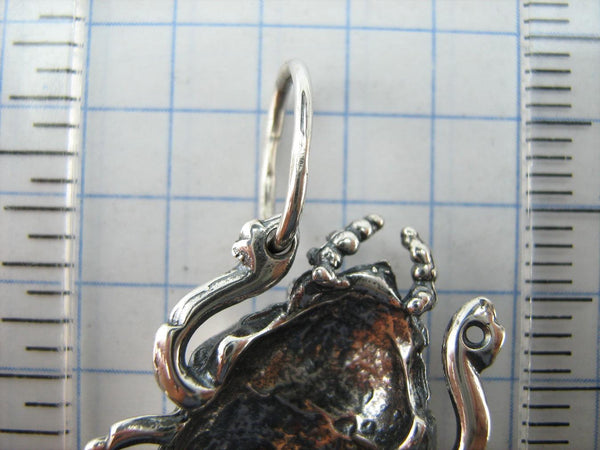 SOLID 925 Sterling Silver Pendant Necklace Scarab Oxidized Patten Egypt Symbol Large Bug Amulet New Fine Jewelry PN001926