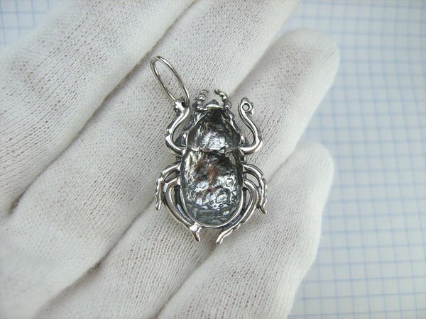 SOLID 925 Sterling Silver Pendant Necklace Scarab Oxidized Patten Egypt Symbol Large Bug Amulet New Fine Jewelry PN001926