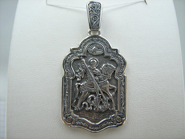 SOLID 925 Sterling Silver Icon Pendant Medal Necklace Saint George Victory Dragon Slayer New Christian Church Fine and Faith Jewelry MD001927