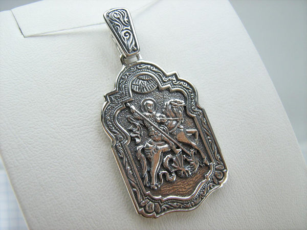 SOLID 925 Sterling Silver Icon Pendant Medal Necklace Saint George Victory Dragon Slayer New Christian Church Fine and Faith Jewelry MD001927