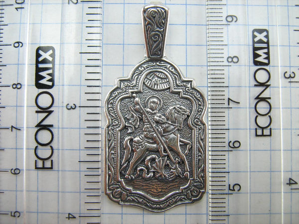 SOLID 925 Sterling Silver Icon Pendant Medal Necklace Saint George Victory Dragon Slayer New Christian Church Fine and Faith Jewelry MD001927