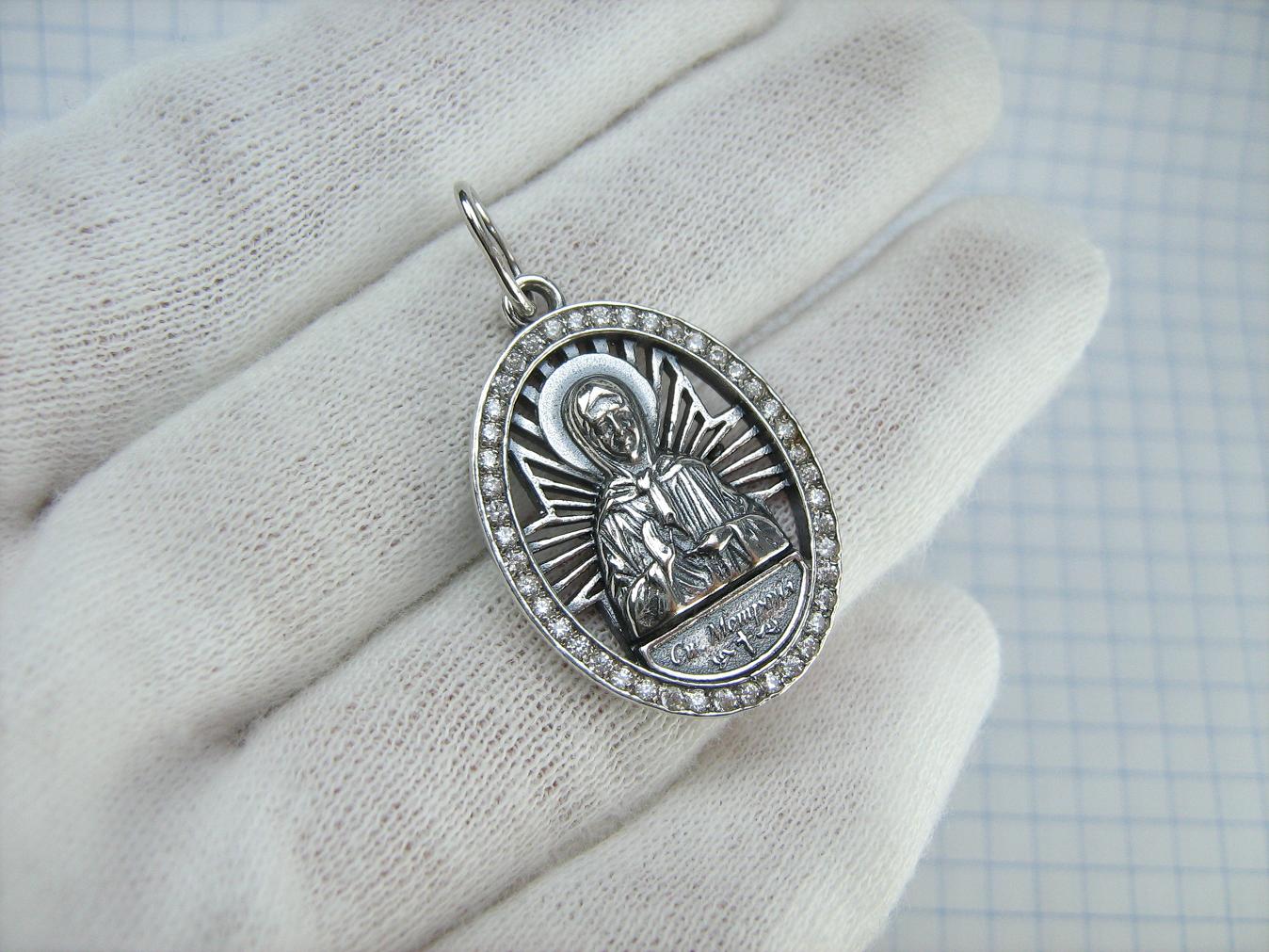 925 Sterling Silver Icon Pendant Medal Saint Matrona Patroness
