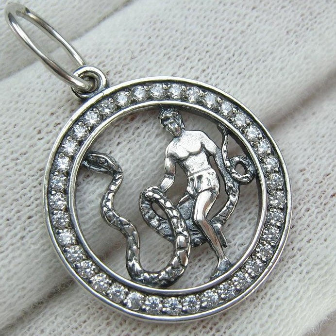 Anhänger aus massivem 925er Sterlingsilber Schlangenträger Sternzeichen-Amulett Geburtstagsgeschenk neuer edler Schmuck PN001932