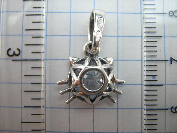 Ciondolo in argento Sterling 925 massiccio con testa di gatto muso baffi e orecchie pietra zirconia cubica nuovo gioiello raffinato PN001930