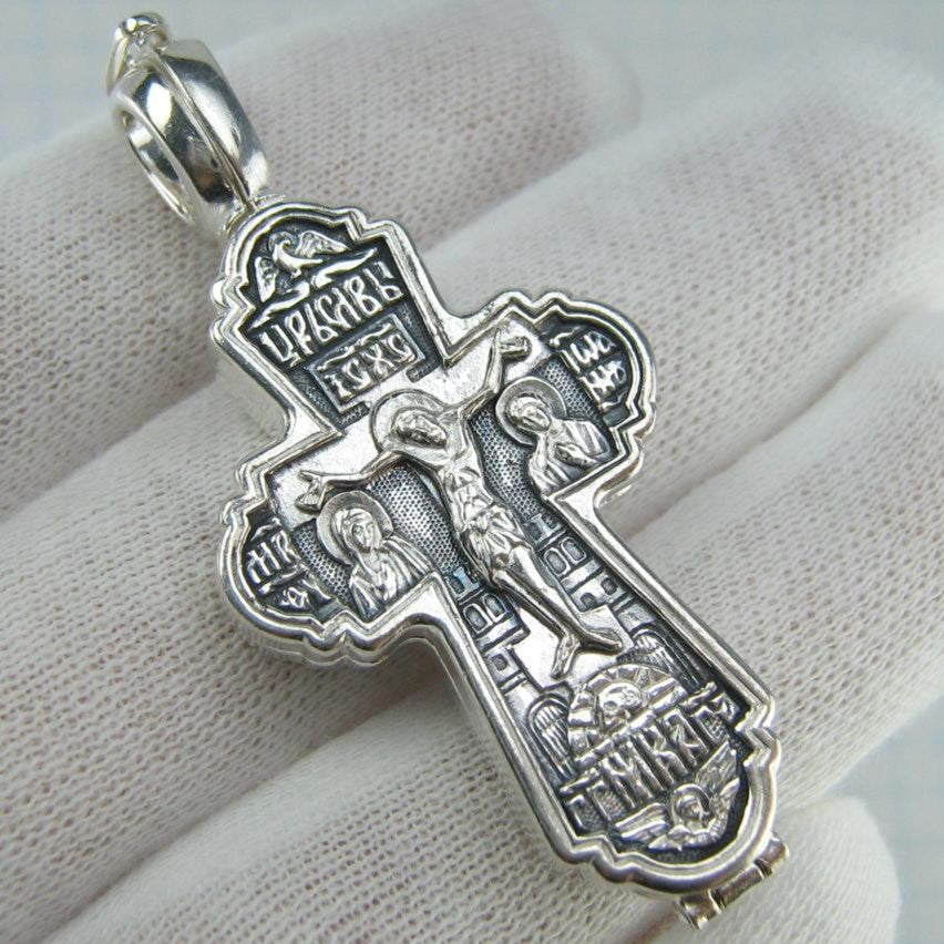 SOLID 925 Sterling Silver Cross Pendant Locket Encolpion Reliquary Prayer Amulet New Christian Church Faith Jewelry CR001157