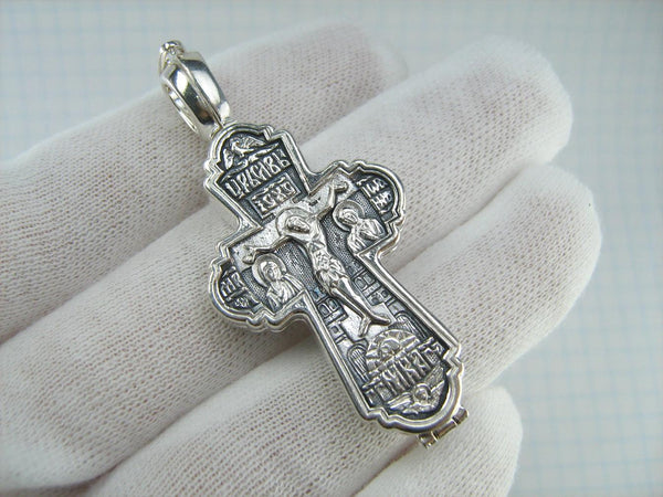 SOLID 925 Sterling Silver Cross Pendant Locket Encolpion Reliquary Prayer Amulet New Christian Church Faith Jewelry CR001157