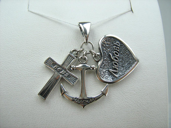 Collar con colgante de medalla de icono de plata de ley 925 maciza fe caridad esperanza cruz corazón ancla nueva joyería de fe MD001928