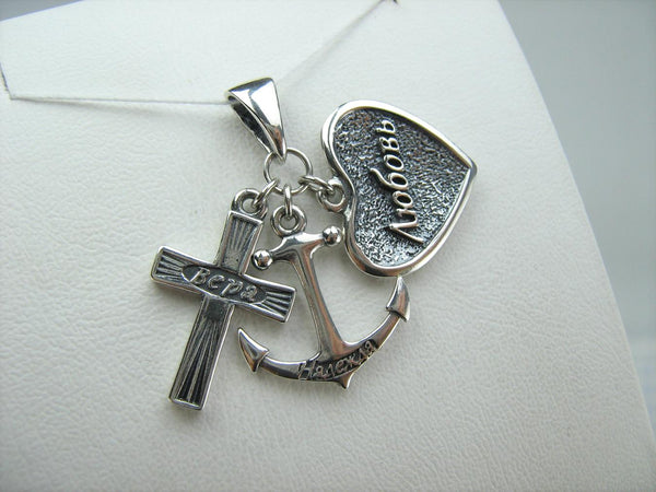 Collar con colgante de medalla de icono de plata de ley 925 maciza fe caridad esperanza cruz corazón ancla nueva joyería de fe MD001928