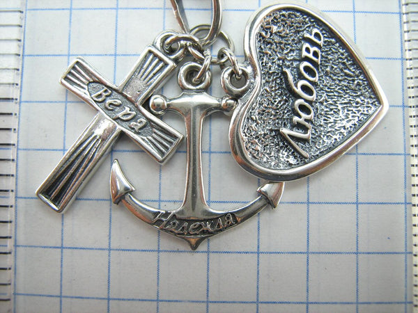 Collar con colgante de medalla de icono de plata de ley 925 maciza fe caridad esperanza cruz corazón ancla nueva joyería de fe MD001928