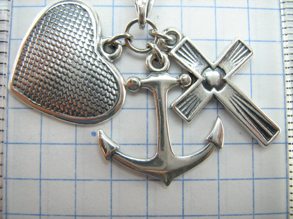 Collar con colgante de medalla de icono de plata de ley 925 maciza fe caridad esperanza cruz corazón ancla nueva joyería de fe MD001928