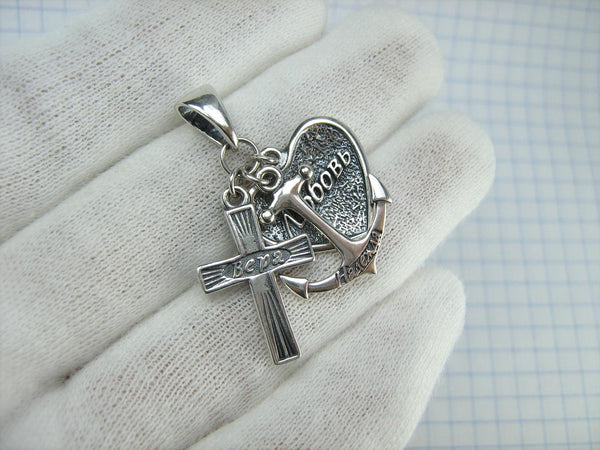Collar con colgante de medalla de icono de plata de ley 925 maciza fe caridad esperanza cruz corazón ancla nueva joyería de fe MD001928