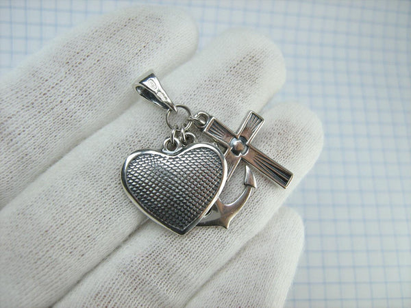 Collar con colgante de medalla de icono de plata de ley 925 maciza fe caridad esperanza cruz corazón ancla nueva joyería de fe MD001928