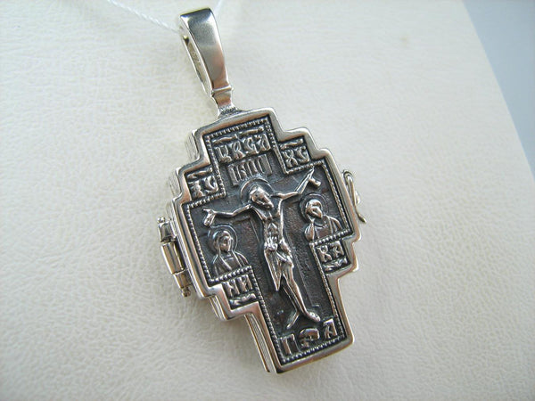 SOLID 925 Sterling Silver Cross Pendant Crucifix Saint Sergius Locket Encolpion New Christian Church Faith Jewelry CR001153
