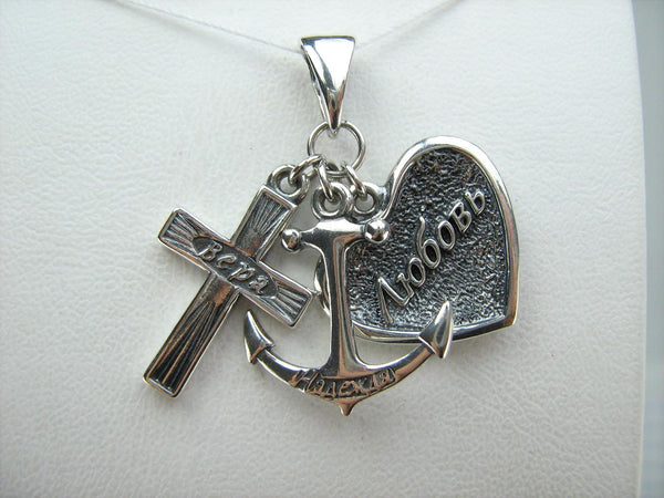 Sólido 925 plata esterlina icono colgante medalla collar fe caridad esperanza cruz corazón ancla nueva fe joyería MD001929