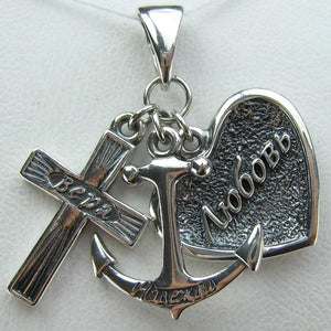 Sólido 925 plata esterlina icono colgante medalla collar fe caridad esperanza cruz corazón ancla nueva fe joyería MD001929