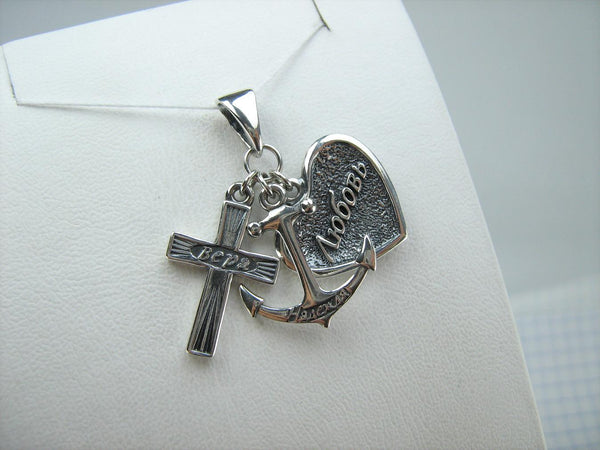 Sólido 925 plata esterlina icono colgante medalla collar fe caridad esperanza cruz corazón ancla nueva fe joyería MD001929